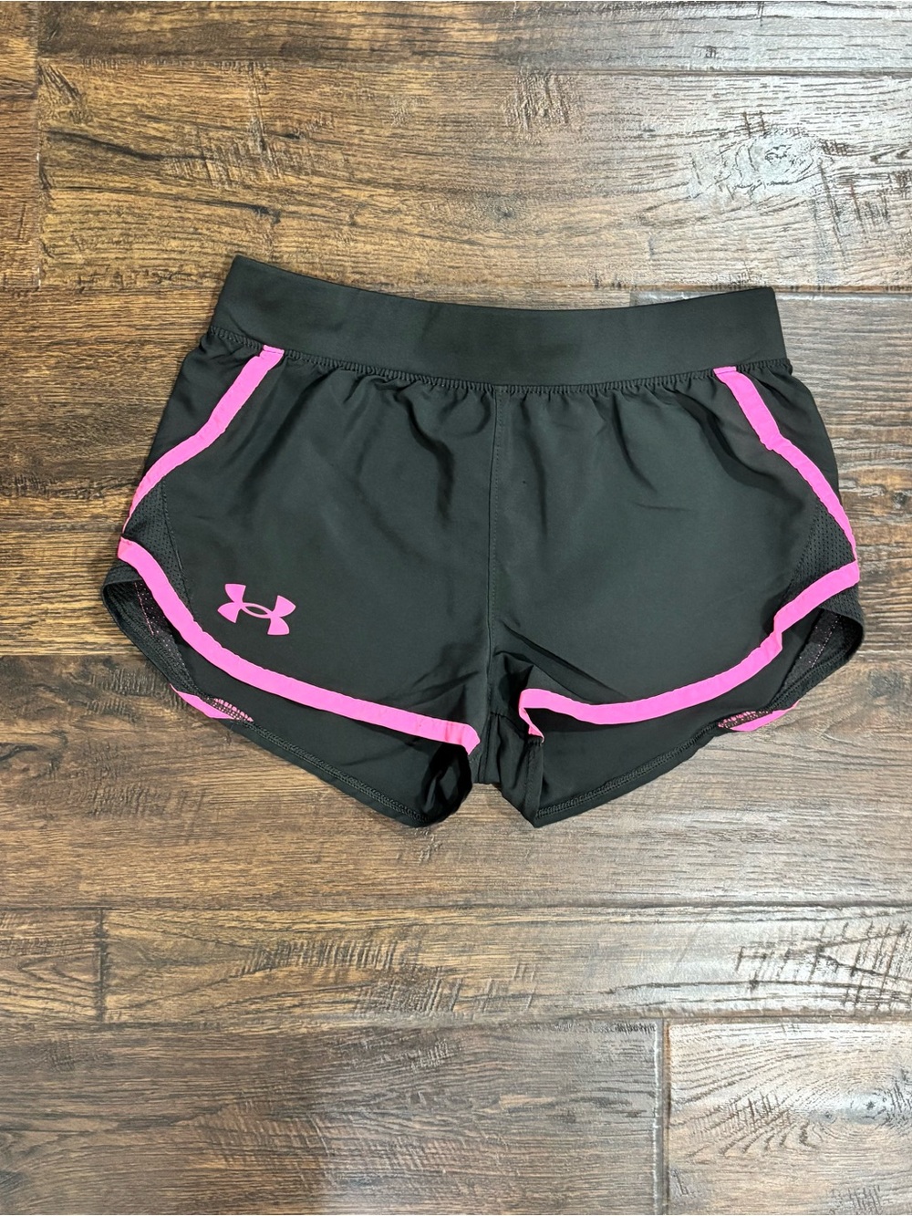 Under Armour Girls Black Shorts with Pink Trim